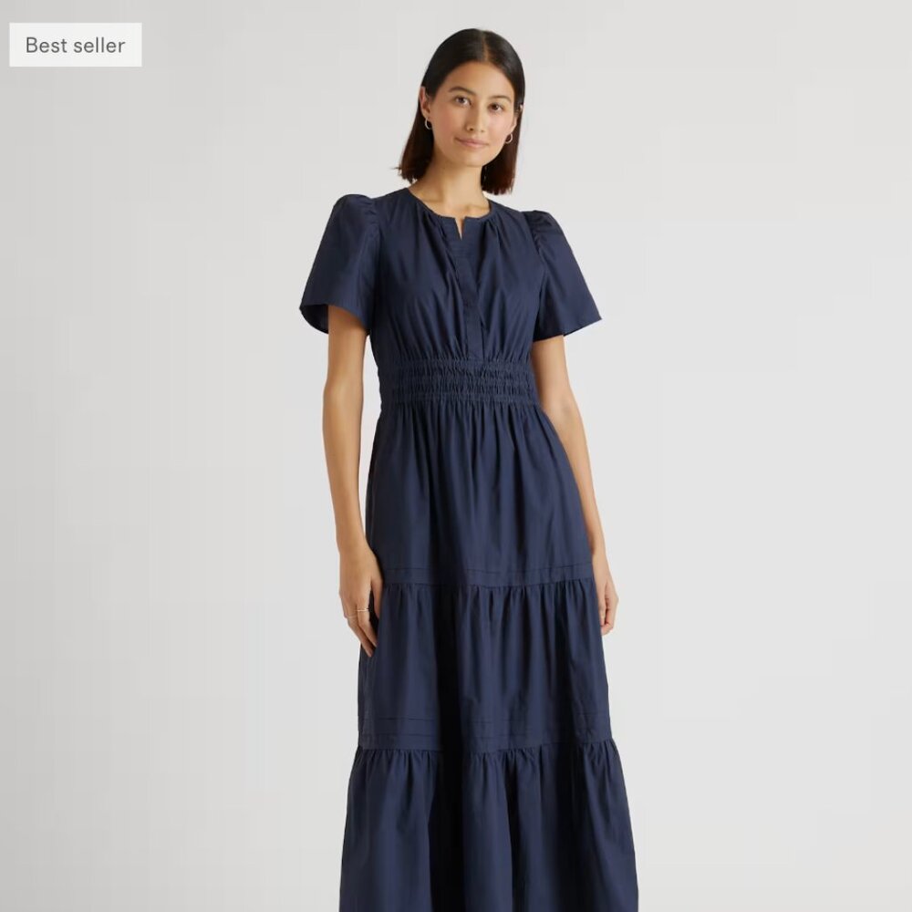 Quince 100% Organic Cotton Poplin Tiered Maxi Dress (NWT)